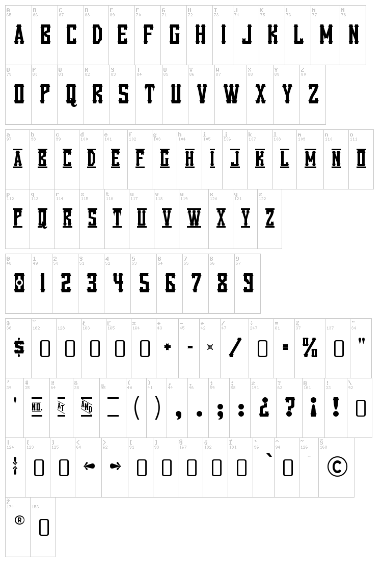 Vanilla Whale font map